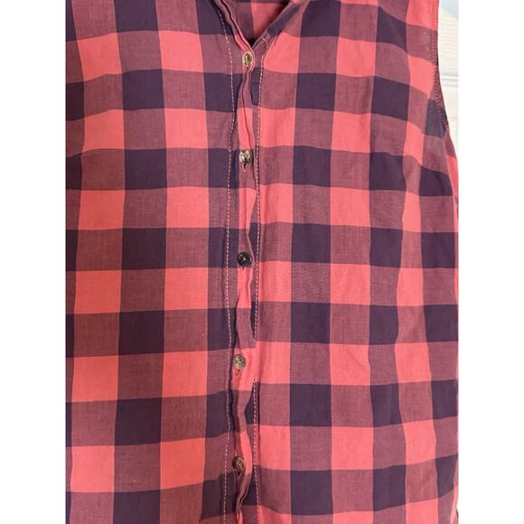 🩵🩵Women’s Log Label Of Graded Goods H&M Sleeveless Plaid Button-up Shirt, US 8🩵🩵 - Picture 2 of 5